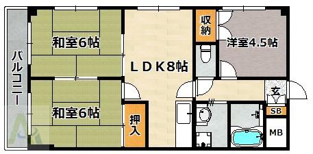 プラーフ夢野(3LDK/2階)の間取り写真
