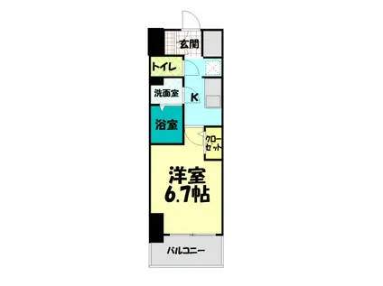 メイクス鶴舞II(1K/11階)の間取り写真