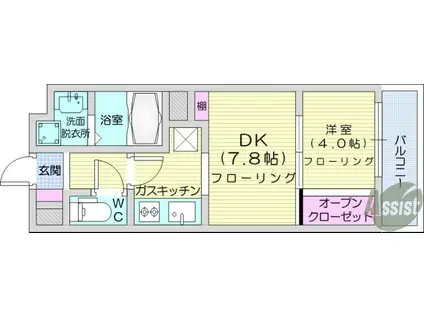 THE IOT HARANOMACHI β(1DK/2階)の間取り写真