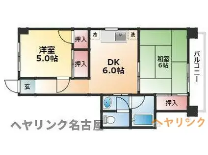 西陣レジデンス(2DK/5階)の間取り写真