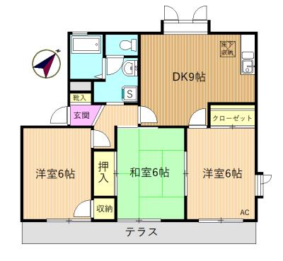 シティメゾンふるきI(3DK/1階)の間取り写真