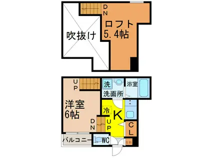 イデアーレ尼ヶ坂(1K/2階)の間取り写真