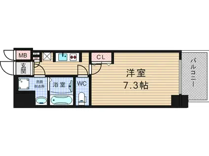 ポルト・ボヌ―ル南堀江ミラージュ(1K/9階)の間取り写真