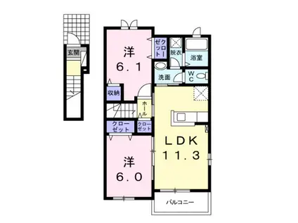 ポンドI(2LDK/2階)の間取り写真