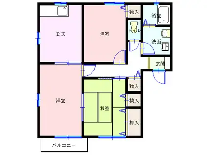 カーサフローレスB(3DK/2階)の間取り写真