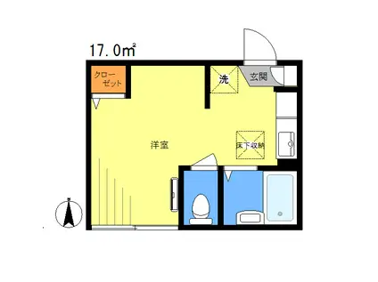 バンテージ富士見(ワンルーム/1階)の間取り写真