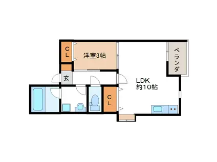 光風荘(1LDK/2階)の間取り写真