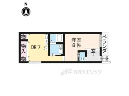 ピュアハウス(1DK/2階)の間取り写真