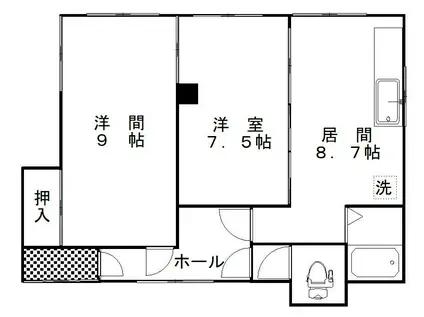 星が浦大通1丁目テラスハウス(2LDK/2階)の間取り写真