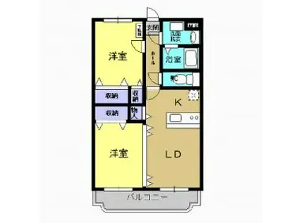 Y&Mガーデン宇都宮(2LDK/3階)の間取り写真