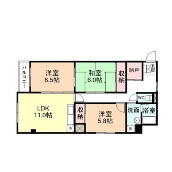 サンサーラ大町(3LDK/2階)の間取り写真