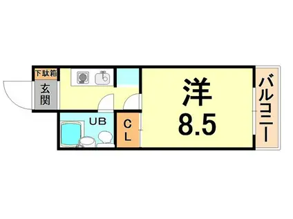 猪名寺パークマンション2(ワンルーム/8階)の間取り写真