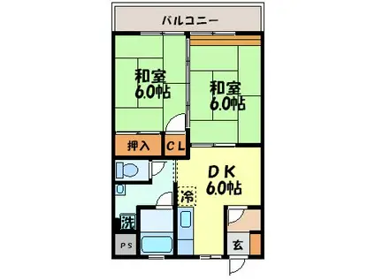 深松ハイツ(2DK/3階)の間取り写真