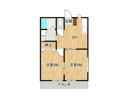 YKホーム(2DK/1階)の間取り写真