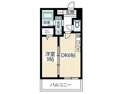 ARCOBALENO SHINITABASHI(1DK/3階)の間取り写真