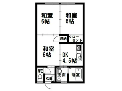 新潟県新発田市本町4-9-6(2DK/2階)の間取り写真