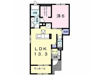 ヴィラ グランデ C(1LDK/1階)の間取り写真