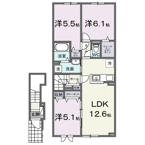 ラピス・ラズリII 202(3LDK/2階)の間取り写真