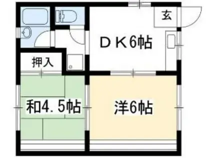 ロイヤルコーポ三宅(2DK/2階)の間取り写真