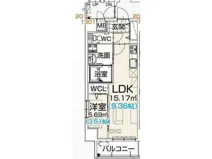 ザ・ラウンジ大須(1LDK/6階)の間取り写真