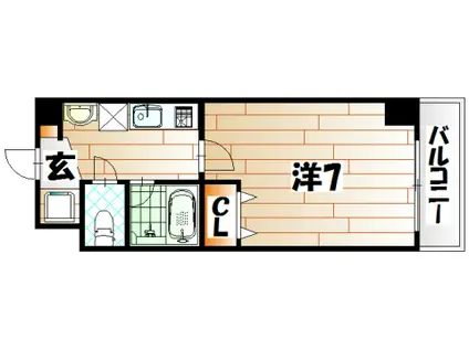 吉野町ワンルームマンション(1K/1階)の間取り写真