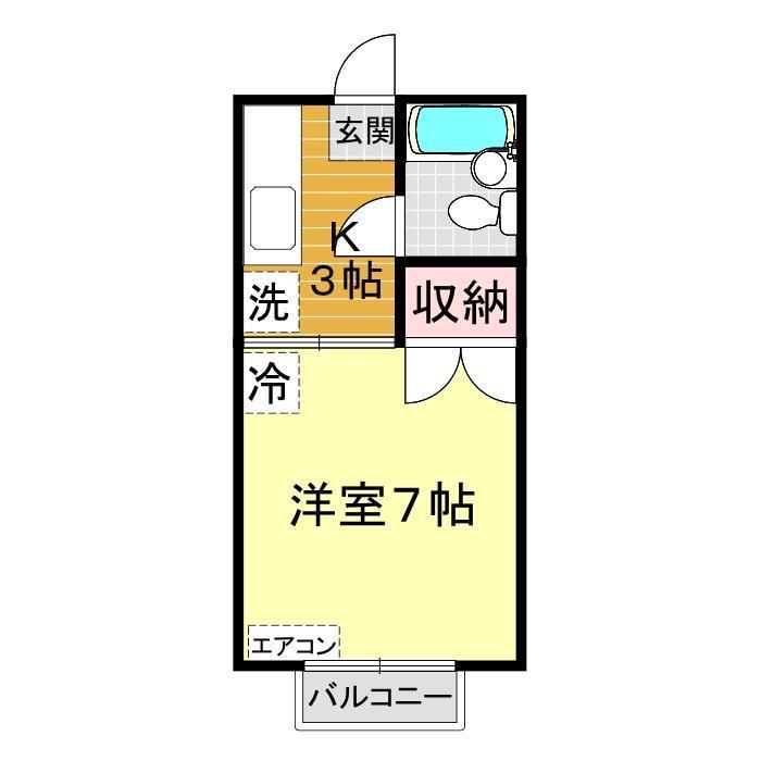 ペーパームーン(1K/2階)の間取り写真