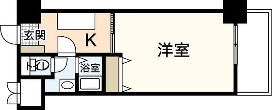 アクアシティ舟入中町(1K/13階)の間取り写真