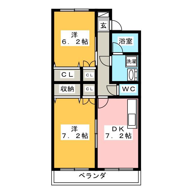 ルミナスコート(2DK/2階)の間取り写真
