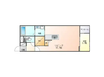 ヴェルデ小坂町(1LDK/1階)の間取り写真