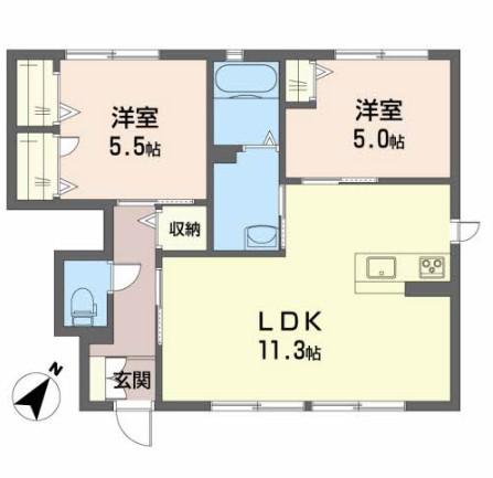 シャーメゾンみどり野 C棟(2LDK/1階)の間取り写真
