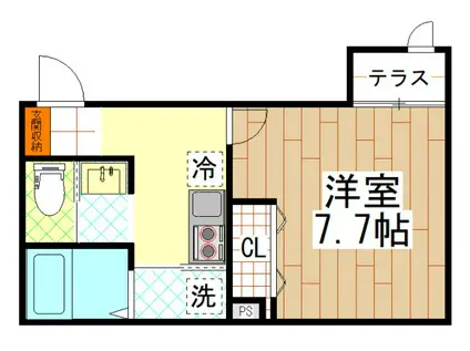 HESTA近大前II(1K/1階)の間取り写真