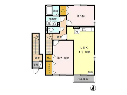 レコルト C202(2LDK/2階)の間取り写真