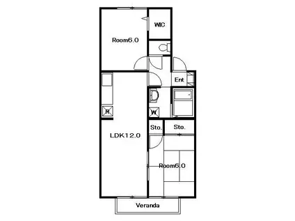 カムール花園(2LDK/2階)の間取り写真