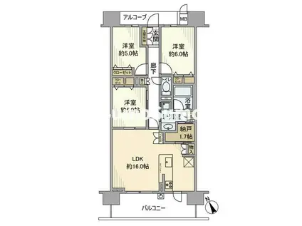 プレサンスロジェ須磨妙法寺桜の杜ウエスト HILLS(3LDK/8階)の間取り写真
