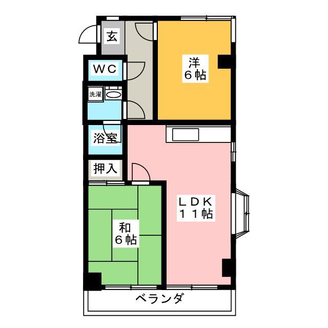 メゾンG5(2LDK/4階)の間取り写真