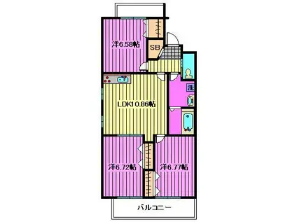 PLUMERIA与野(3LDK/3階)の間取り写真