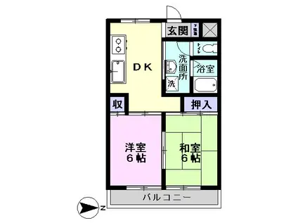 ミートップビル(2DK/4階)の間取り写真