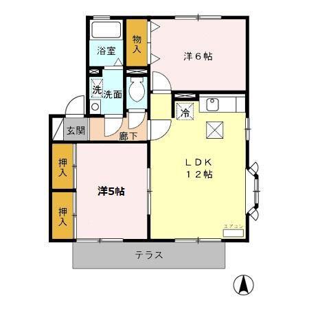 TWIN HOUSE A(2LDK/1階)の間取り写真
