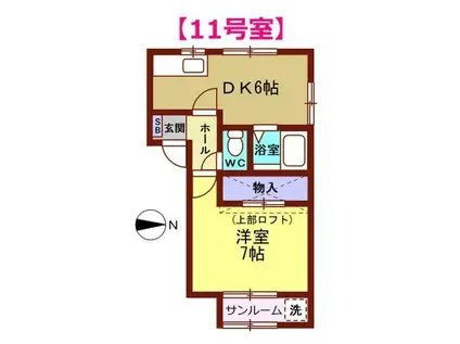 プチハイム(1DK/2階)の間取り写真