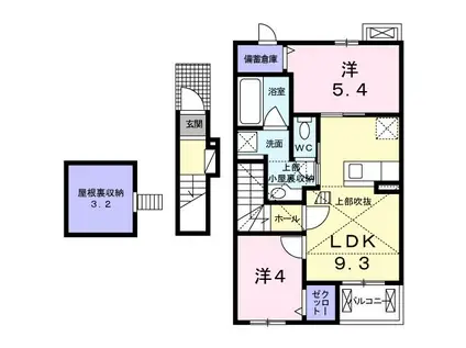 カーサベルデI(2LDK/2階)の間取り写真