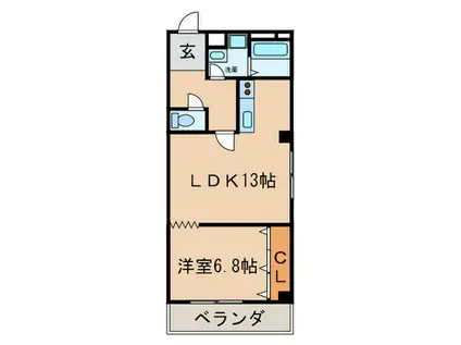 アクアフォレスト(1LDK/4階)の間取り写真