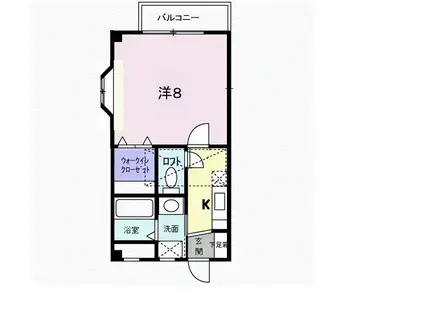 プラシードI(1K/2階)の間取り写真