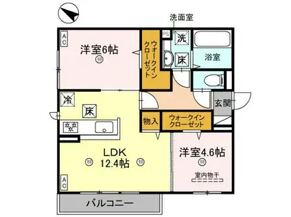 グランヴェール6(2LDK/3階)の間取り写真