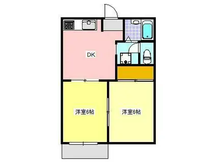 ビラアークルB(2DK/1階)の間取り写真