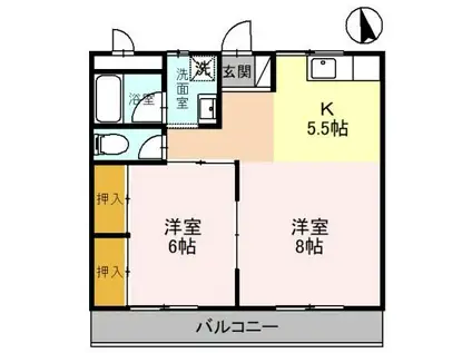 エクメーネ西沢(2K/2階)の間取り写真