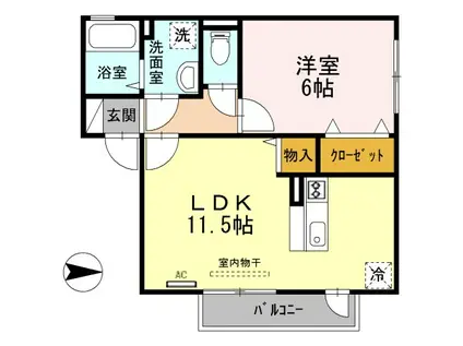ブルーベリー荘(1LDK/2階)の間取り写真