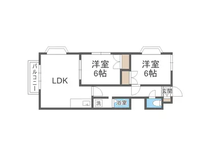 ドミール高木(2LDK/2階)の間取り写真