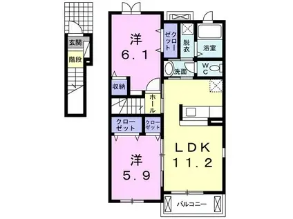 ベル アンジュ(2LDK/2階)の間取り写真