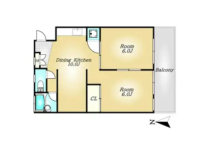 目黒第一ビル(2DK/4階)の間取り写真