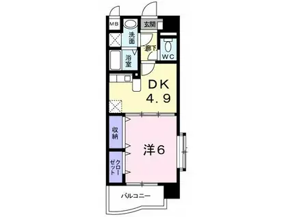 レルべ保田窪(1DK/2階)の間取り写真